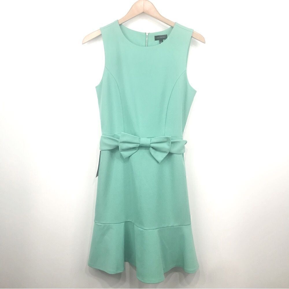 The Limited NEW Seafoam Green Ruffle Hem Pencil Dress with Bow